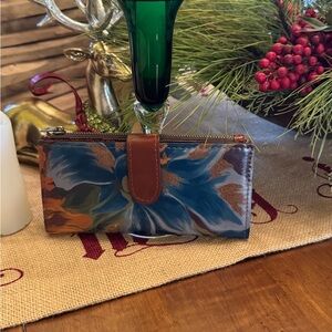 Patricia Nash Blue and Brown Floral Wallet